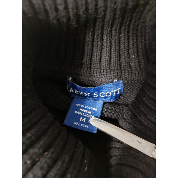 Women's Karen Scott Black Cotton Turtleneck Sweater M - Picture 6 of 7